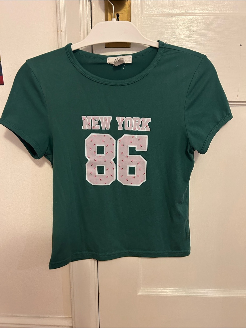 Link Teal Green 'New York 86' Crop Tee